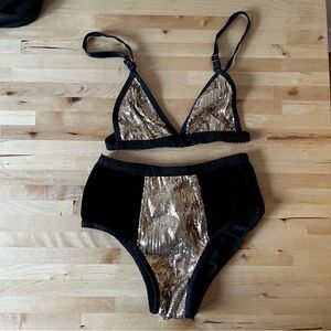 Gold Sequined lingerie set